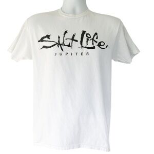 Salt Life Jupiter Florida men’s white cotton graphic print tee size medium